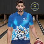 Funny Blue Icy Bulldog Crown Bowling Shirts Personalized Bowling Team Jersey Polo, 1/4 Zip