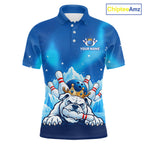 Funny Blue Icy Bulldog Crown Bowling Shirts Personalized Bowling Team Jersey Polo, 1/4 Zip