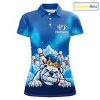 Funny Blue Icy Bulldog Crown Bowling Shirts Personalized Bowling Team Jersey Polo, 1/4 Zip