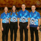 Funny Blue Icy Bulldog Crown Bowling Shirts Personalized Bowling Team Jersey Polo, 1/4 Zip