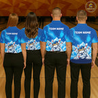 Funny Blue Icy Bulldog Crown Bowling Shirts Personalized Bowling Team Jersey Polo, 1/4 Zip