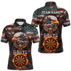 American Flag 3D Dartboard Fire Flame Custom Eagle Darts Shirt, Patriotic Darts Team Jersey