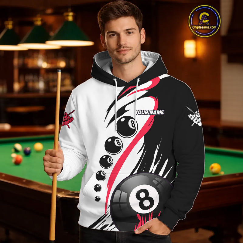 Personalized 8 Ball & 9 Ball Pool Hoodie Shirt And Custom Billiard Hoodie Team Jersey