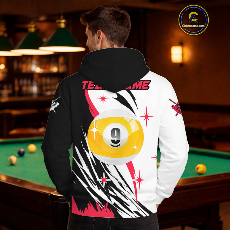 Personalized 8 Ball & 9 Ball Pool Hoodie Shirt And Custom Billiard Hoodie Team Jersey
