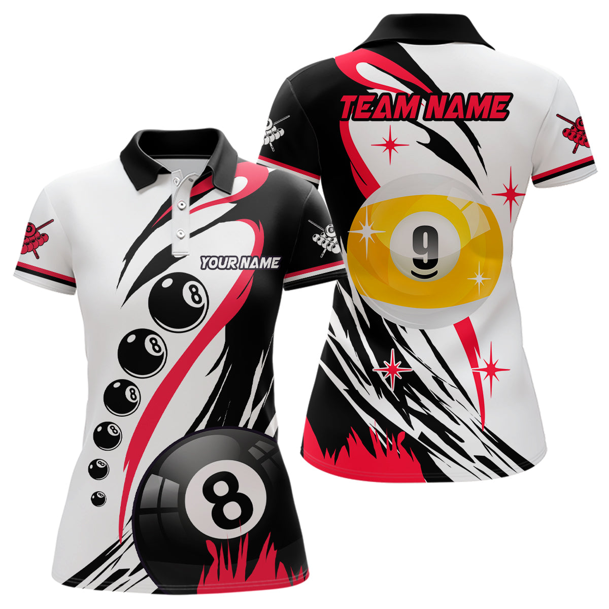 Personalized Billiard 8 Ball & 9 Ball Pool Shirts Custom Billiard Team Jerseys