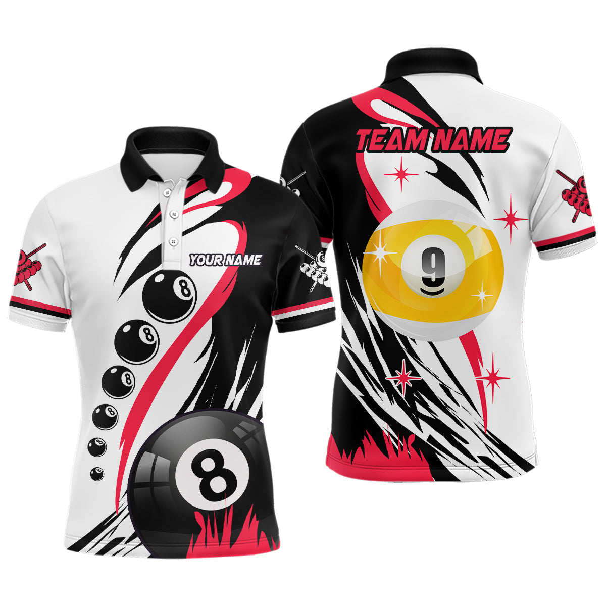 Personalized Billiard 8 Ball & 9 Ball Pool Shirts Custom Billiard Team Jerseys