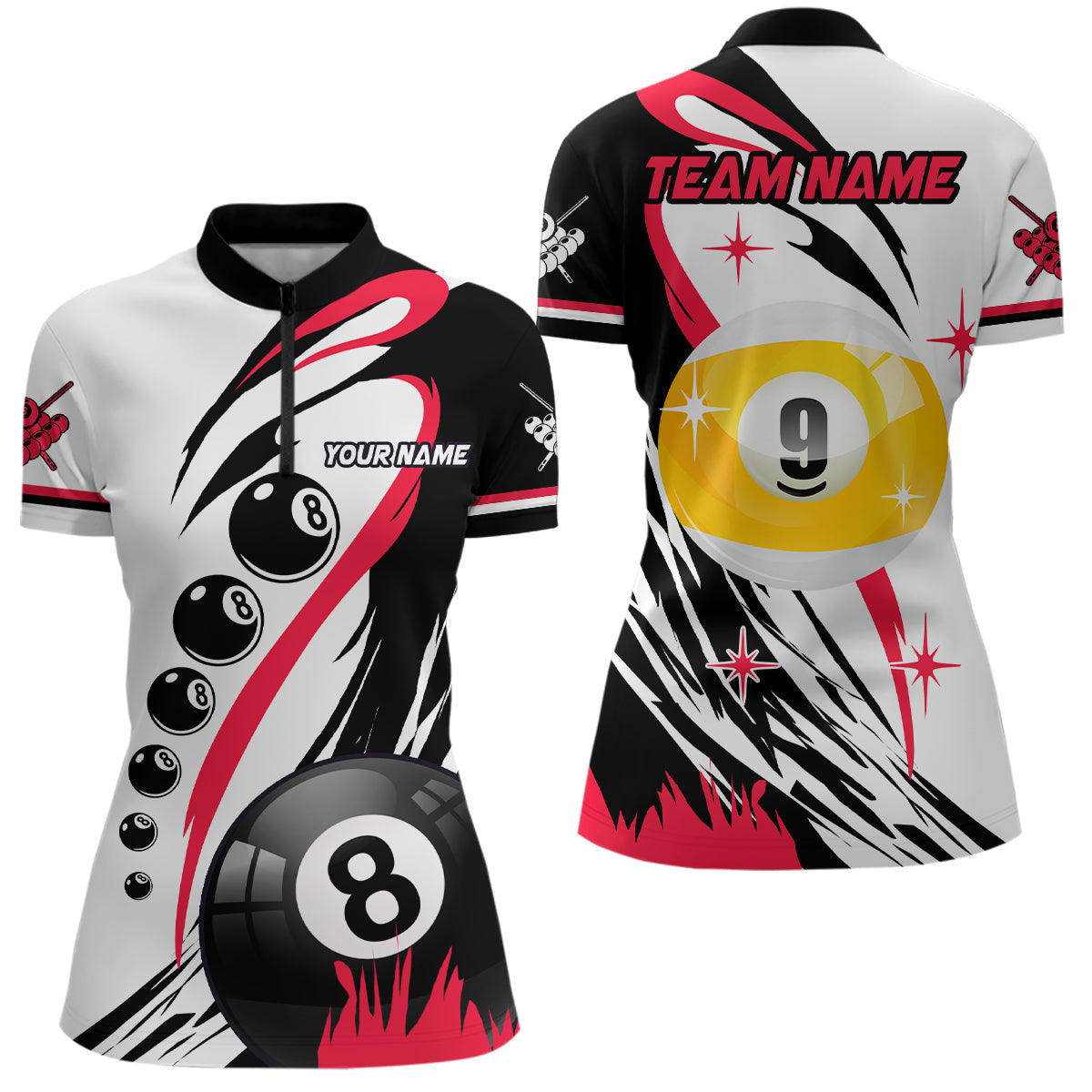 Personalized Billiard 8 Ball & 9 Ball Pool Shirts Custom Billiard Team Jerseys