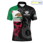 Grunge California Flag Skull 8 Ball Pool Custom Billiard Shirt, Patriotic Billiard Team Jersey