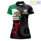Grunge California Flag Skull 8 Ball Pool Custom Billiard Shirt, Patriotic Billiard Team Jersey