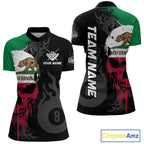 Grunge California Flag Skull 8 Ball Pool Custom Billiard Shirt, Patriotic Billiard Team Jersey