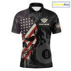 Vintage American Flag Skull 8 Ball Pool Custom Billiard Shirts Patriotic Billiard Team Jerseys
