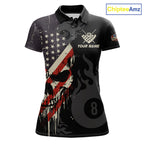 Vintage American Flag Skull 8 Ball Pool Custom Billiard Shirts Patriotic Billiard Team Jerseys