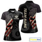 Vintage American Flag Skull 8 Ball Pool Custom Billiard Shirts Patriotic Billiard Team Jerseys