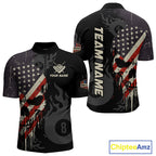 Vintage American Flag Skull 8 Ball Pool Custom Billiard Shirts Patriotic Billiard Team Jerseys