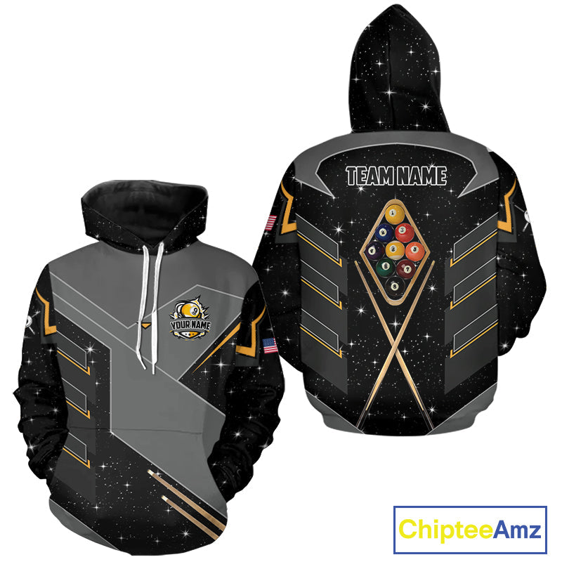 Personalized 9 Ball Pool Billiard Hoodie And Custom 9 Ball Billiards Team Shirt