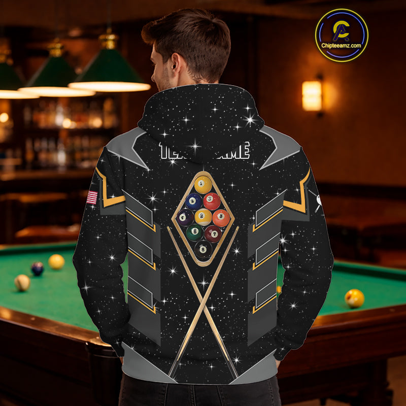 Personalized 9 Ball Pool Billiard Hoodie And Custom 9 Ball Billiards Team Shirt