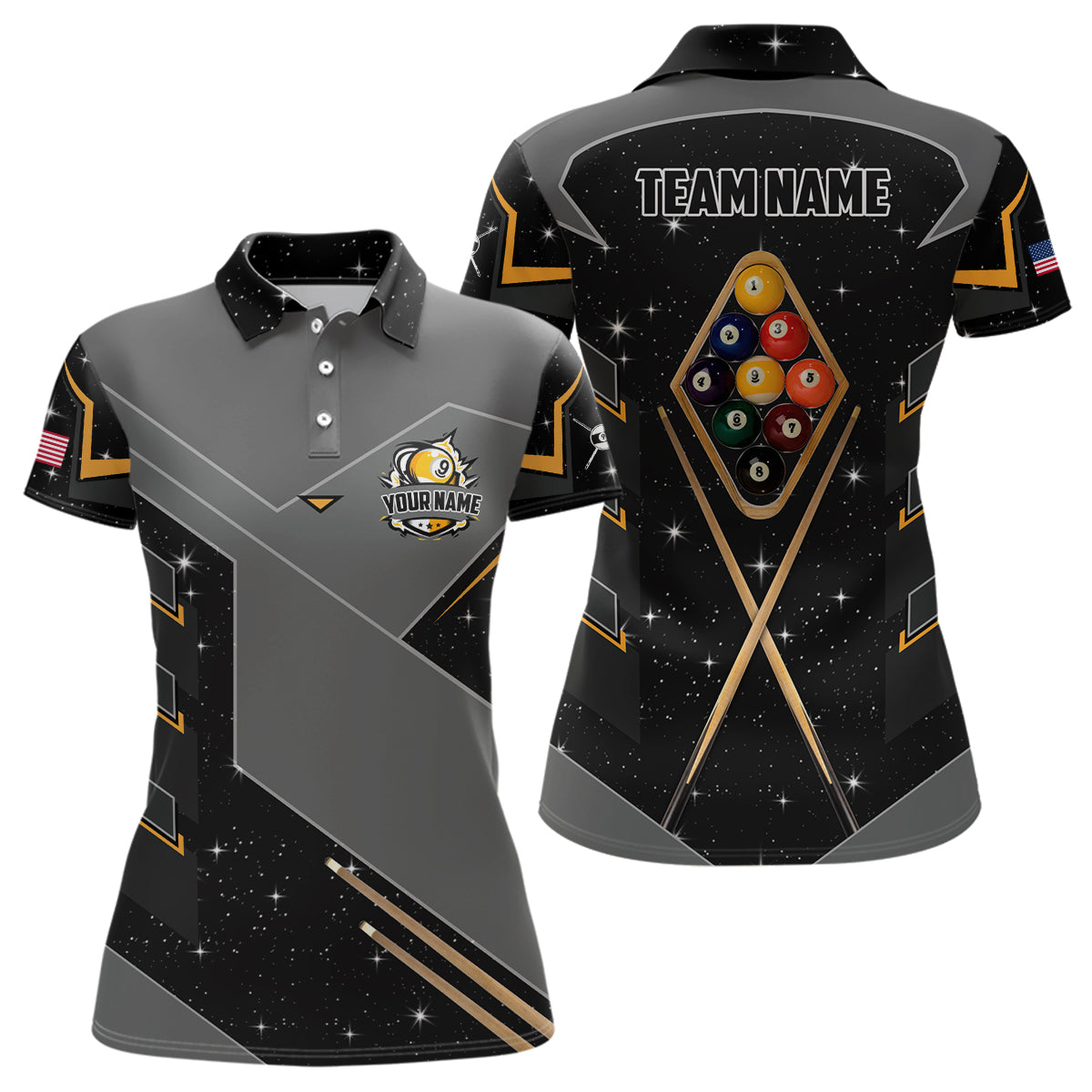 Personalized 9 Ball Pool Billiard Polo Shirts Custom 9 Ball Billiards Attire Jerseys