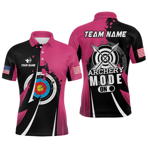 Personalized Pink Jerseys Archery Mode On Polo Shirts, Valentine Archery Sport Shirts