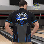 Personalized Bowling Jersey Custom Black And Blue Bowling Team Shirt Polo & 1/4 Zip