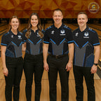 Personalized Bowling Jersey Custom Black And Blue Bowling Team Shirt Polo & 1/4 Zip