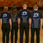 Personalized Bowling Jersey Custom Black And Blue Bowling Team Shirt Polo & 1/4 Zip