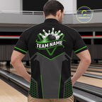 Personalized Bowling Jersey, Custom Black And Green Bowling Team Shirt Polo & 1/4 Zip