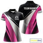 Custom Pink, Black And Silver Bowling Shirt Bowling League Jersey Bowling Tournament Shirt