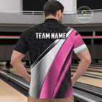 Custom Pink, Black And Silver Bowling Shirt Bowling League Jersey Bowling Tournament Shirt