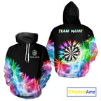 Funny Icy Colorful Light Darts Hoodie Custom Darts Team Jersey 3D Hoodie And