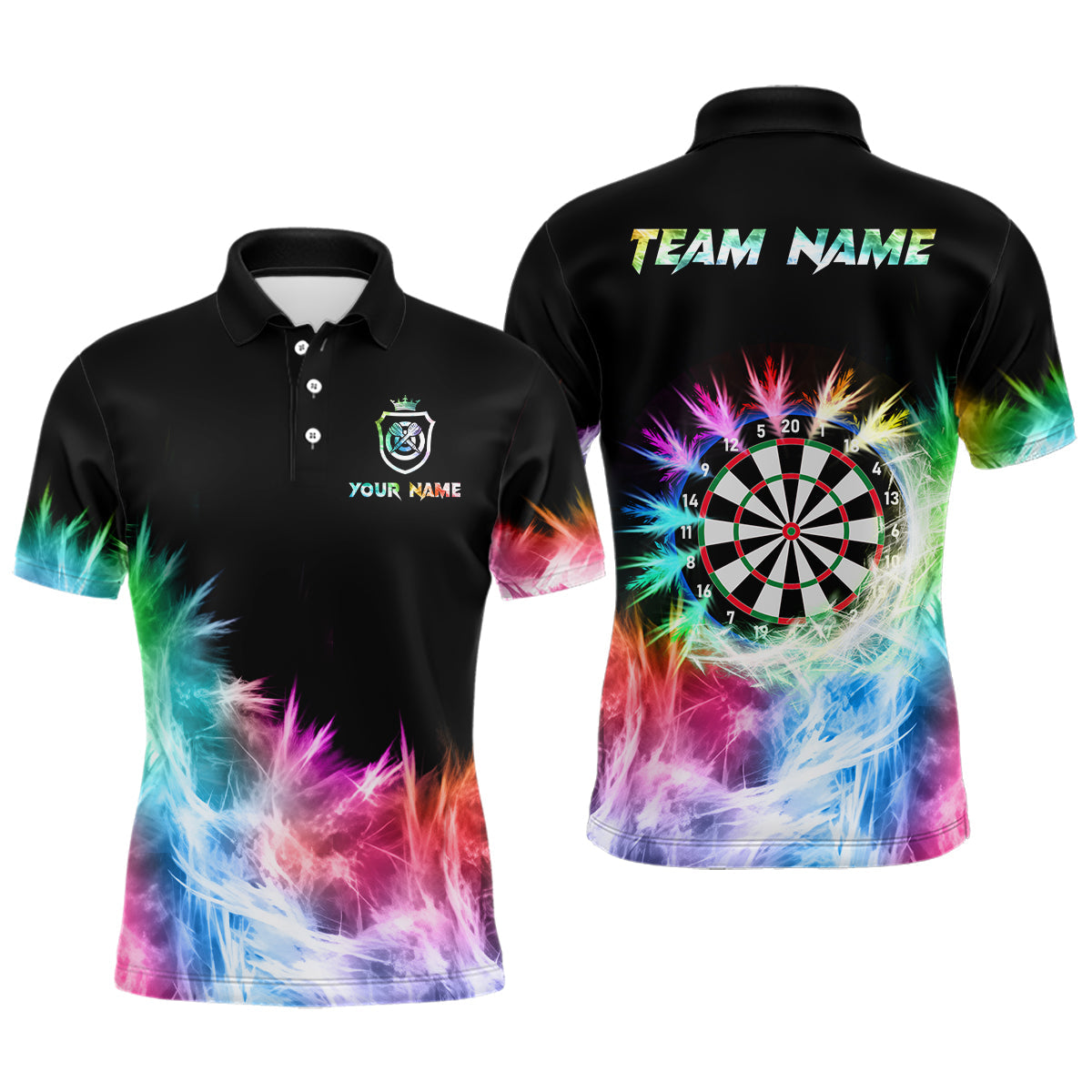 Icy Colorful Light Darts Polo & Quarter Zip Shirts Custom Dart Shirts For Team Darts Jerseys