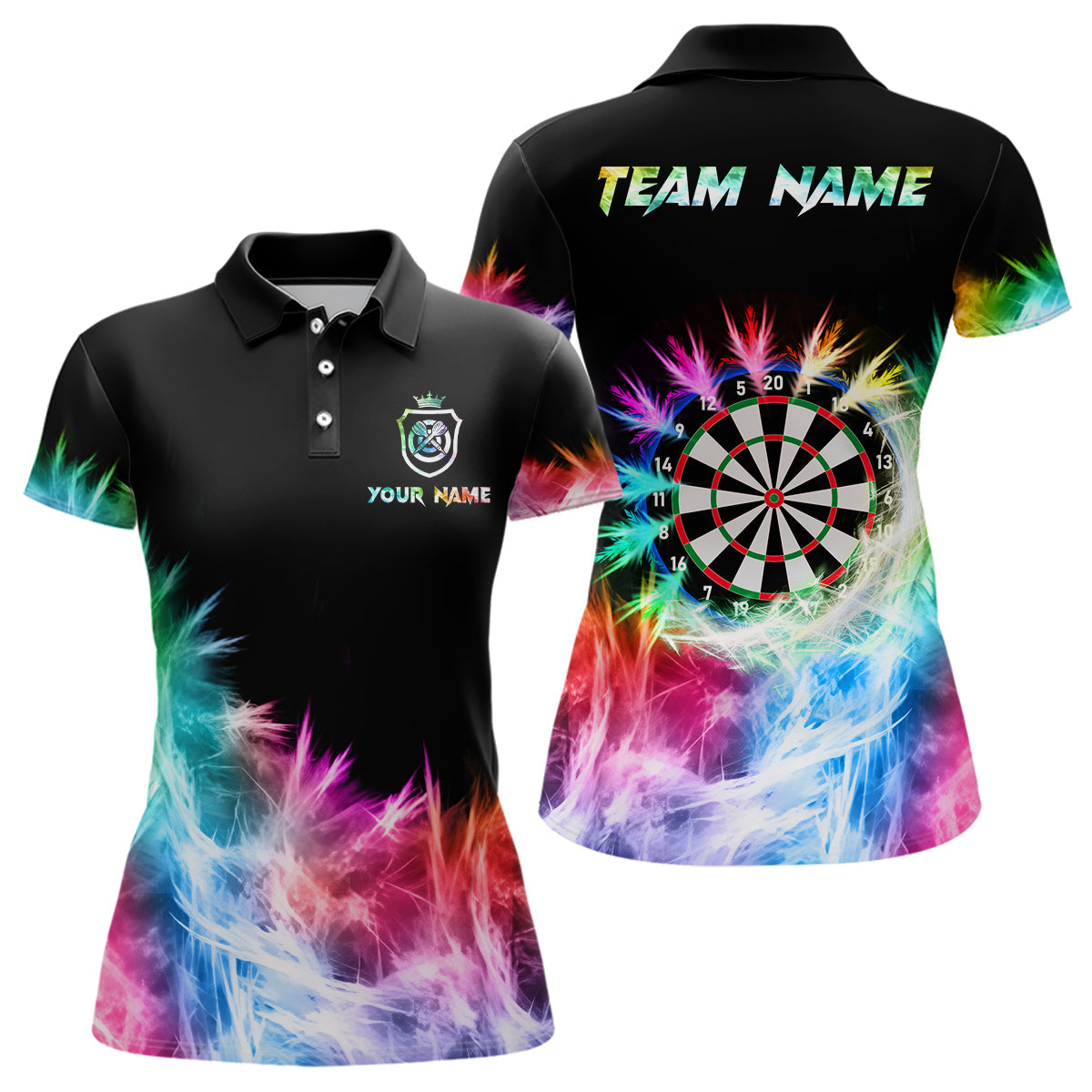 Icy Colorful Light Darts Polo & Quarter Zip Shirts Custom Dart Shirts For Team Darts Jerseys