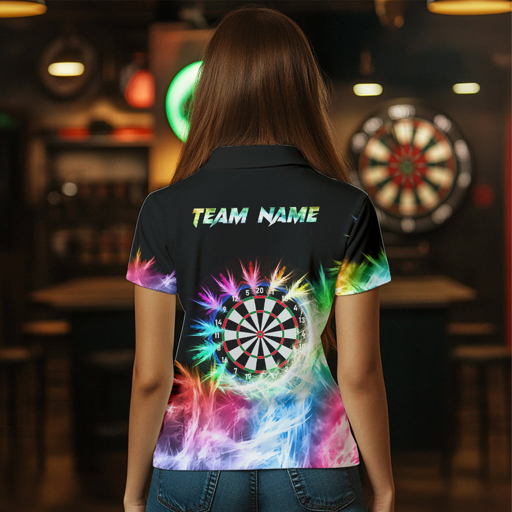 Icy Colorful Light Darts Polo & Quarter Zip Shirts Custom Dart Shirts For Team Darts Jerseys