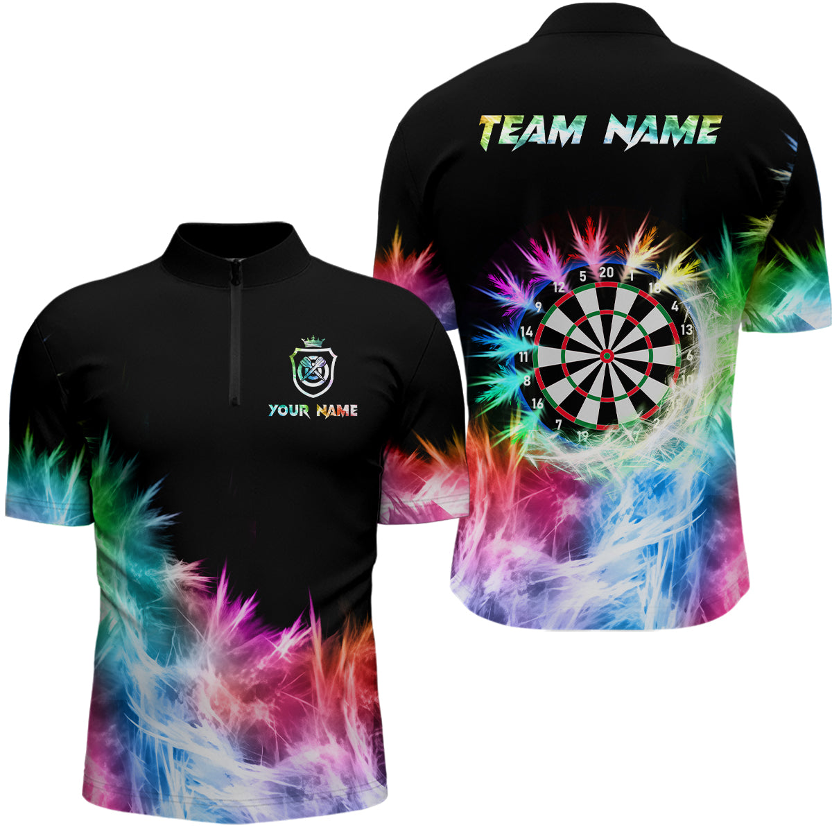Icy Colorful Light Darts Polo & Quarter Zip Shirts Custom Dart Shirts For Team Darts Jerseys