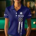 Customized Navy Blue American Flag Billiard Shirt, 9 Ball Pool Team Jersey Polo & 1/4 Zip
