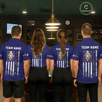 Customized Navy Blue American Flag Billiard Shirt, 9 Ball Pool Team Jersey Polo & 1/4 Zip