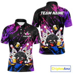 Custom Blue Purple Drunk Bowling Balls And Pins Funny Bowling Shirts, Beer Bowling Jersey
