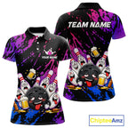 Custom Blue Purple Drunk Bowling Balls And Pins Funny Bowling Shirts, Beer Bowling Jersey