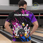 Custom Blue Purple Drunk Bowling Balls And Pins Funny Bowling Shirts, Beer Bowling Jersey