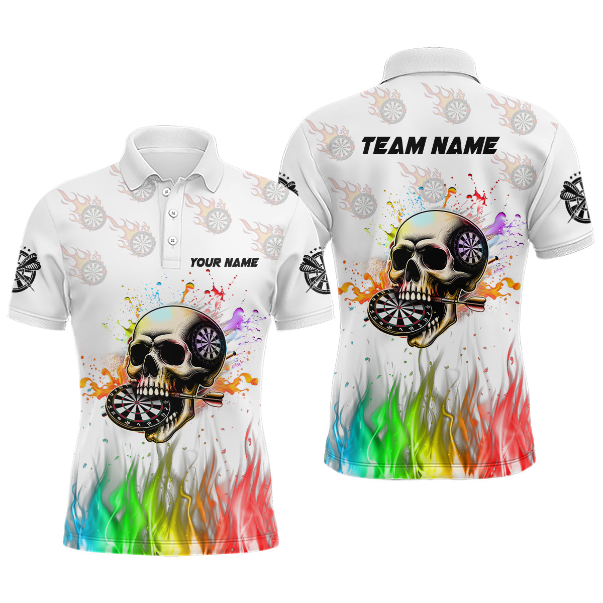 Personalized Funny 3D Darts Skull Colorful Fire Darts Shirts Custom Dart Team Jerseys