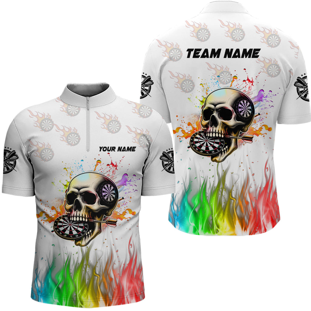 Personalized Funny 3D Darts Skull Colorful Fire Darts Shirts Custom Dart Team Jerseys