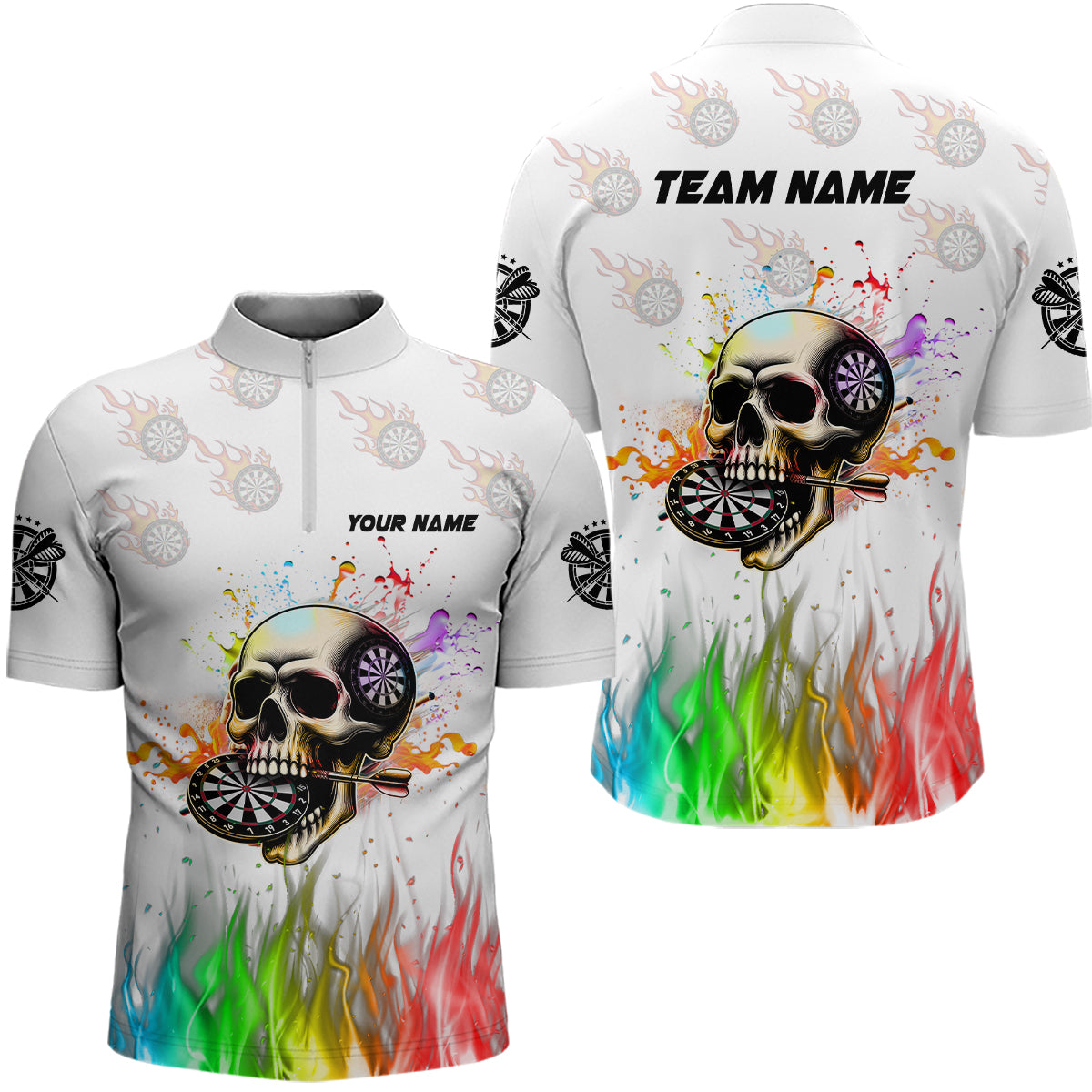 Personalized Funny 3D Darts Skull Colorful Fire Darts Shirts Custom Dart Team Jerseys