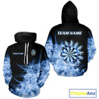 Blue Dartboard Icy Light Darts Hoodie And Custom Darts Jersey, Darts Team Shirts