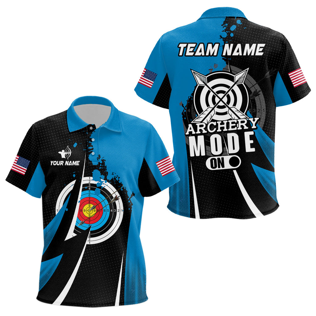 Personalized Blue Jerseys Archery Mode On Polo Shirts Custom Archery Jerseys Team Shirts