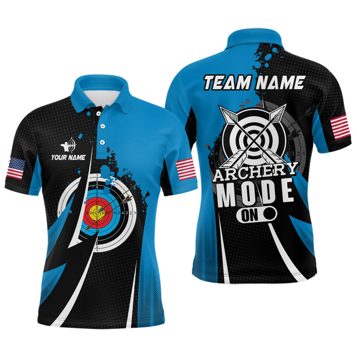Personalized Blue Jerseys Archery Mode On Polo Shirts Custom Archery Jerseys Team Shirts