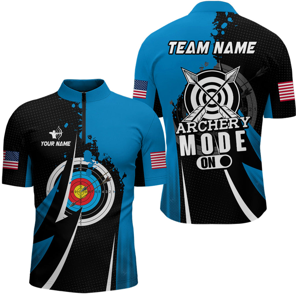 Personalized Blue Archery Mode Quarter-Zip Shirts Custom Archery Jerseys Team Shirts