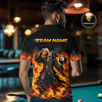 Orange Flaming Grim Reaper Beer Billiard Shirts Custom 8 Ball Pool Team Jersey