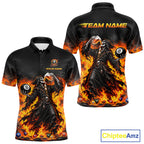 Orange Flaming Grim Reaper Beer Billiard Shirts Custom 8 Ball Pool Team Jersey