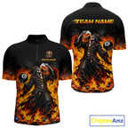 Orange Flaming Grim Reaper Beer Billiard Shirts Custom 8 Ball Pool Team Jersey