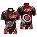 Archery 3d Target Red Jersey Custom Name Archery Polo Shirts Team League Archery Shirts
