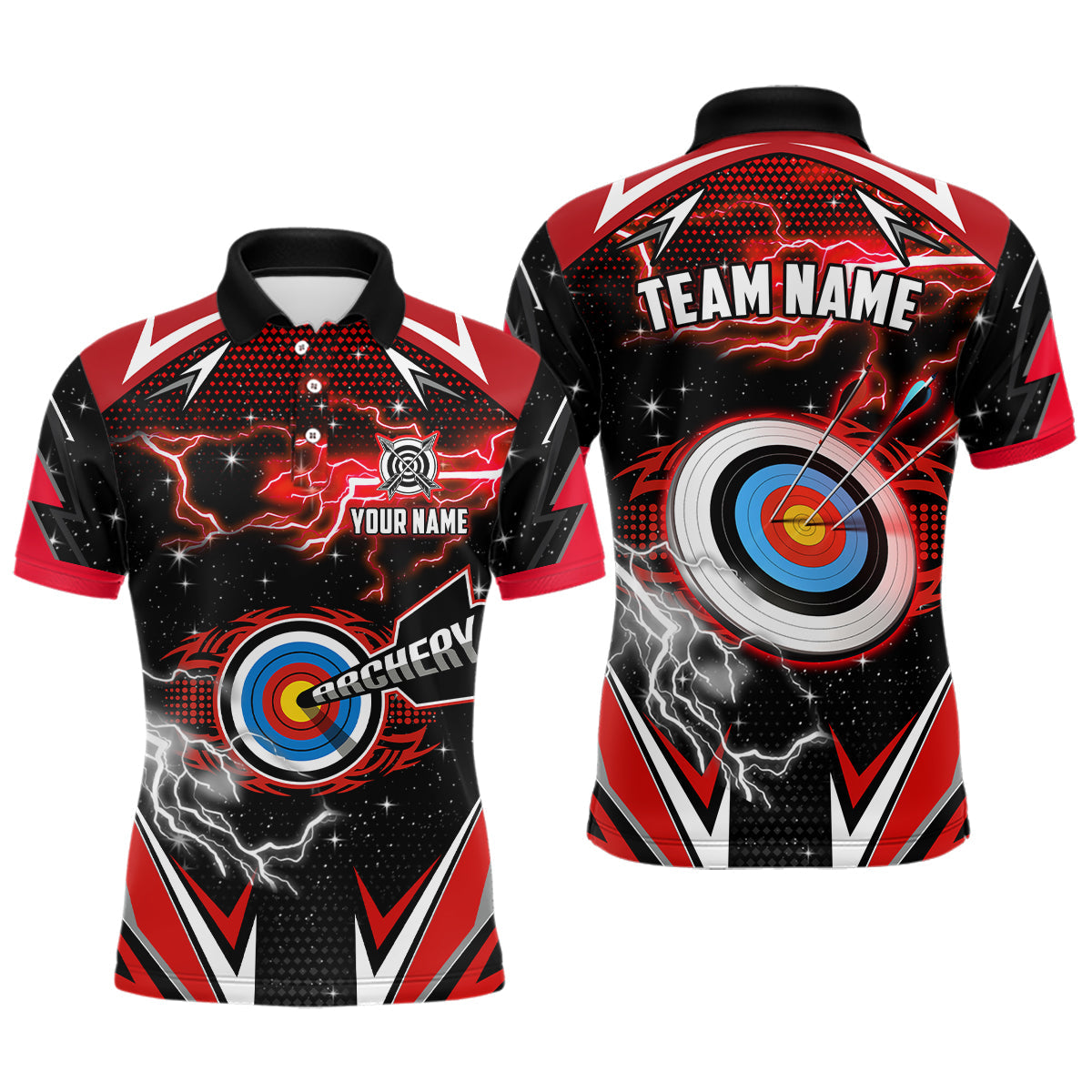 Archery 3d Target Red Jersey Custom Name Archery Polo Shirts Team League Archery Shirts